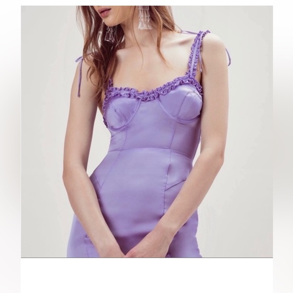 FOR LOVE & LEMONS LILAC JACKPOT RUFFLE UNDERWIRE MINI SLIP DRESS SIZE SM… - Picture 13 of 16